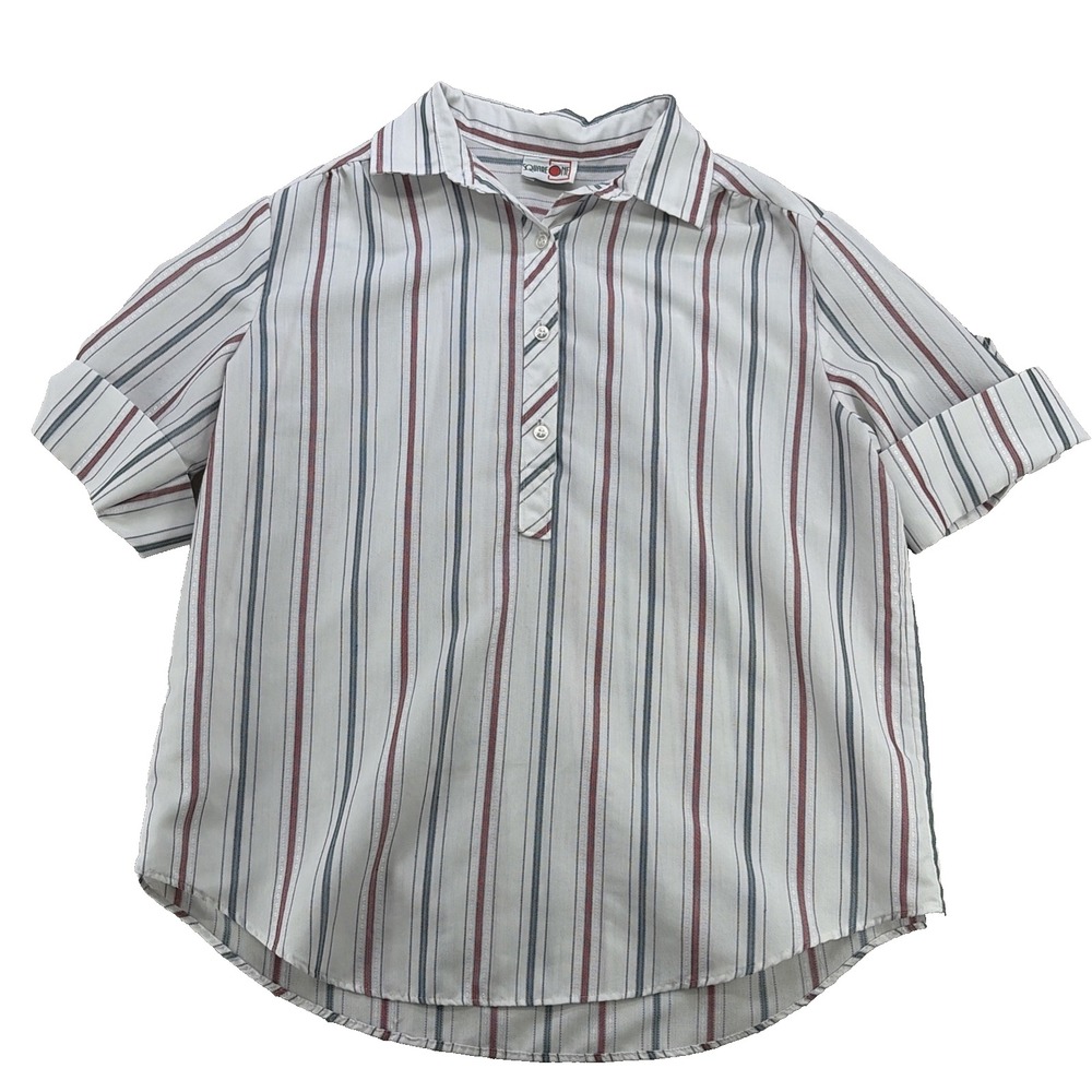 Vintage 80s Square One Academia Style Button Up Shirt M/L
